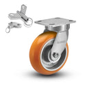 Kingpinless 6"x2" MAX-Efficiency Orange Caster with 4"x4.5" Plate & Swivel Lock