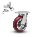 Kingpinless 4"x2" MAX-Efficiency Maroon Caster with 4"x4.5" Plate & Swivel Lock
