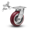 Kingpinless 6"x2" MAX-Efficiency Maroon Caster with 4"x4.5" Plate & Swivel Lock