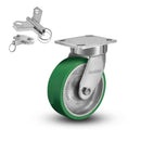 Kingpinless 5"x2" Polyurethane-on-Aluminum Caster with 4"x4.5" Plate & Swivel Lock