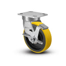 Kingpinless 6"x2" HD Polyurethane-on-Iron Wheel Side-Lock Caster with 4"x4.5" Plate