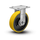 Kingpinless 8"x2" HD Poly-on-Iron Rigid 9.5" OAH Caster with 4"x4.5" Plate