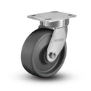 Kingpinless 6"x2" Solid Elastomer Wheel Caster with 4"x4.5" Plate