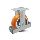6"x2" USA Ergonomic Rigid Caster with MAX-Efficiency Orange Wheel, Toe Guard, and 4"x4.5" Plate