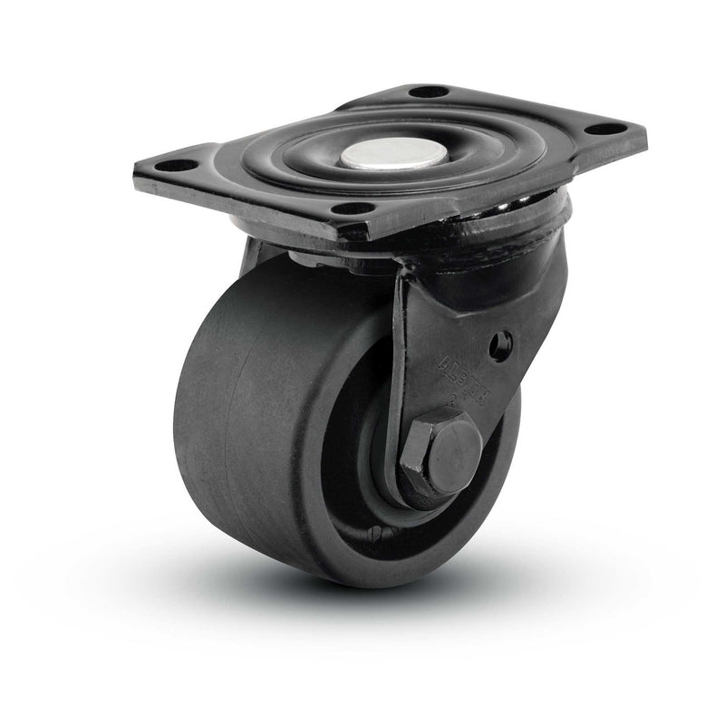 Black Low-Profile 3" MAX Nylon Wheel Caster with Top Plate