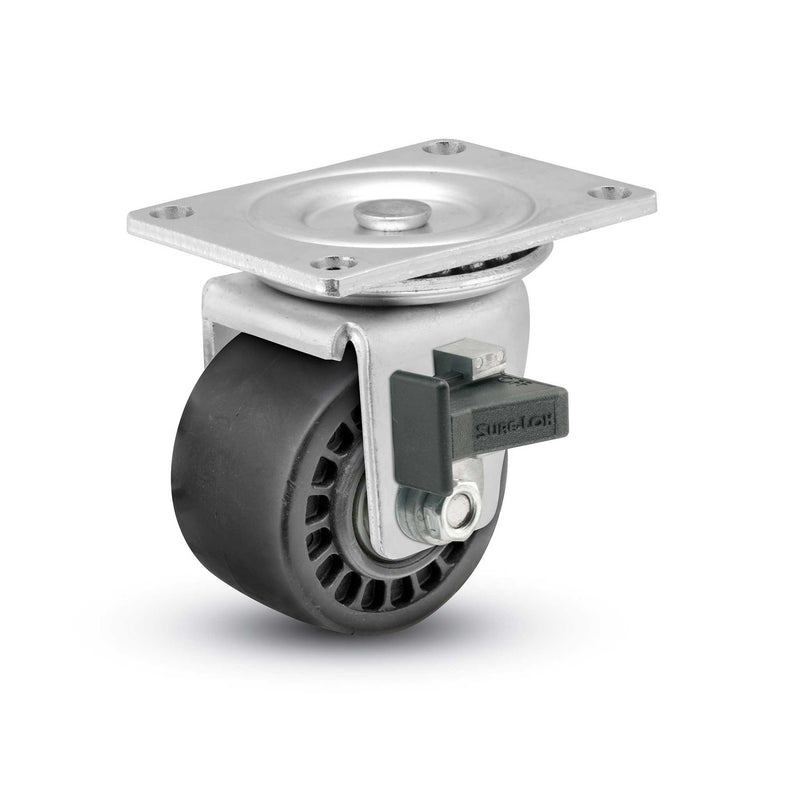 Low-Profile 700 lb. Capacity 3"x1.8125" Glass Filled Nylon Wheel Caster with Sure-Lok Brake
