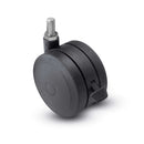 100mm Floor-Protective Black Twin Wheel Brake Caster, 3/8" x 1" Thread