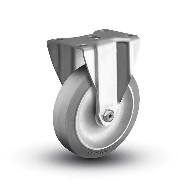 4"x1.25" Rigid Plate Caster with Performa Rubber Ball Bearing Wheel