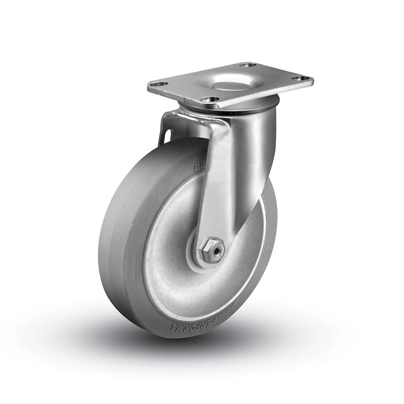 4"x1.25" Swivel Plate Caster with Performa Rubber Ball Bearing Wheel