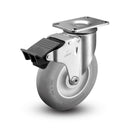 5"x1.3125" Performa Ball Bearing Caster with Total Lock and 2.5"x3.625" Plate