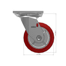 5"x2" USA HI-TECH Easy-Roll Polyurethane Swivel Caster | 900 lb