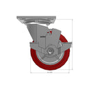 5"x2" USA HI-TECH Easy-Roll Polyurethane Swivel Caster w/ Brake | 900 lb