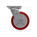 6"x2" USA HI-TECH Easy-Roll Polyurethane Swivel Caster | 1,100 lb