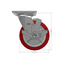 6"x2" USA HI-TECH Easy-Roll Polyurethane Swivel Caster w/ Brake | 1,100 lb