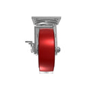 6"x2" USA HI-TECH Easy-Roll Polyurethane Swivel Caster w/ Brake | 1,100 lb