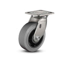 Stainless 5"x2" Performa Rubber (Flat/Conductive) Precision Ball Bearing Caster with 4"x4.5" Plate