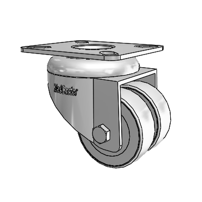 2" Dual Rubber Wheel Swivel Caster with 2.625" x 3" Plate
