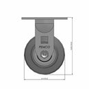 4"x2" Thermo-Rubber (Flat) Delrin Bearing Rigid Caster with 4"x4.5" Plate