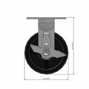 5"x2" Polypropylene HD Delrin Bearing Rigid Side-Lock Caster with 4"x4.5" Plate