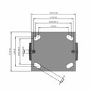 5"x2" Thermo-Rubber (Flat) Delrin Bearing Rigid Caster with 4"x4.5" Plate