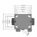 6"x2" Thermo-Rubber (Flat) Delrin Bearing Rigid Side-Lock Caster with 4"x4.5" Plate