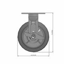 6"x2" Thermo-Rubber (Flat) Precision Ball Bearing Rigid Side-Lock Caster with 4"x4.5" Plate