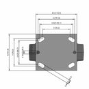6"x2" Thermo-Rubber (Flat) Delrin Bearing Rigid Caster with 4"x4.5" Plate