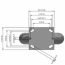 8"x2" Thermo-Rubber (Donut) Precision Ball Bearing Rigid Caster with 4"x4.5" Plate