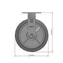 8"x2" Thermo-Rubber (Flat) Precision Ball Bearing Rigid Caster with 4"x4.5" Plate