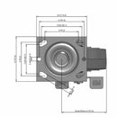 5"x2" Thermo-Rubber (Flat) Precision Ball Bearing Side-Lock Caster with 4"x4.5" Plate