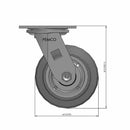 5"x2" Thermo-Rubber (Flat) Delrin Bearing Caster with 4"x4.5" Plate