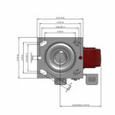 5"x2" Thermo-Urethane Precision Ball Bearing Side-Lock Caster with 4"x4.5" Plate