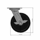 6"x2" Polypropylene HD Delrin Bearing Side-Lock Caster with 4"x4.5" Plate
