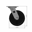 6"x2" Polypropylene HD Delrin Bearing Caster with 4"x4.5" Plate
