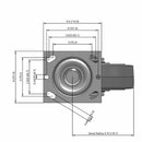 6"x2" Thermo-Rubber (Flat) Precision Ball Bearing Caster with 4"x4.5" Plate