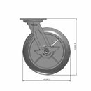 8"x2" Thermo-Rubber (Donut) Precision Ball Bearing Side-Lock Caster with 4"x4.5" Plate