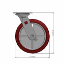 8"x2" Thermo-Urethane Precision Ball Bearing Caster with 4"x4.5" Plate