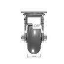 5"x2" Thermo-Rubber (Donut) Precision Ball Bearing Caster with Total Lock and 4"x4.5" Plate