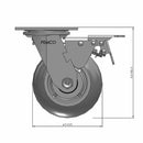 5"x2" Thermo-Rubber (Donut) Delrin Bearing Caster with Total Lock and 4"x4.5" Plate