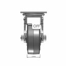 5"x2" Thermo-Rubber (Flat) Delrin Bearing Caster with Total Lock and 4"x4.5" Plate