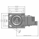 5"x2" Thermo-Rubber (Flat) Delrin Bearing Caster with Total Lock and 4"x4.5" Plate
