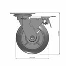 6"x2" Thermo-Rubber (Donut) Delrin Bearing Caster with Total Lock and 4"x4.5" Plate