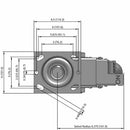 8"x2" Thermo-Rubber (Donut) Precision Ball Bearing Caster with Total Lock and 4"x4.5" Plate