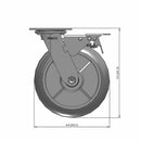 8"x2" Thermo-Rubber (Donut) Precision Ball Bearing Caster with Total Lock and 4"x4.5" Plate