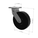 8"x2" Ergonomic Caster 9.5 OAH – USA Kingpinless Rig, Trionix Steel Replacement Wheel