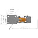 8"x2" Ergonomic Caster 9.5 OAH – USA Kingpinless Rig, MAX-Efficiency Orange Poly Wheel, Metal Face Brake, Swivel Lock