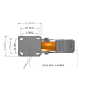 8"x2" Ergonomic Caster 9.5 OAH – USA Kingpinless Rig, MAX-Efficiency Orange Poly Wheel, Face Brake