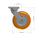 8"x2" Ergonomic Caster 9.5 OAH – USA Kingpinless Rig, MAX-Efficiency Orange Poly Wheel