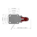 8"x2" Ergonomic Caster 9.5 OAH – USA Kingpinless Rig, MAX-Efficiency Maroon Poly Wheel, Swivel Lock