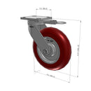 8"x2" Ergonomic Caster 9.5 OAH – USA Kingpinless Rig, MAX-Efficiency Maroon Poly Wheel, Swivel Lock